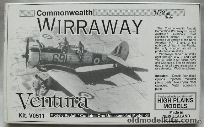 Ventura 1/72 Commonwealth Wirraway - RAAF Post War Trainer / Royal Australian Navy 1952 / Super Spread Agricultural Sprayer / USAAF, V0511 plastic model kit